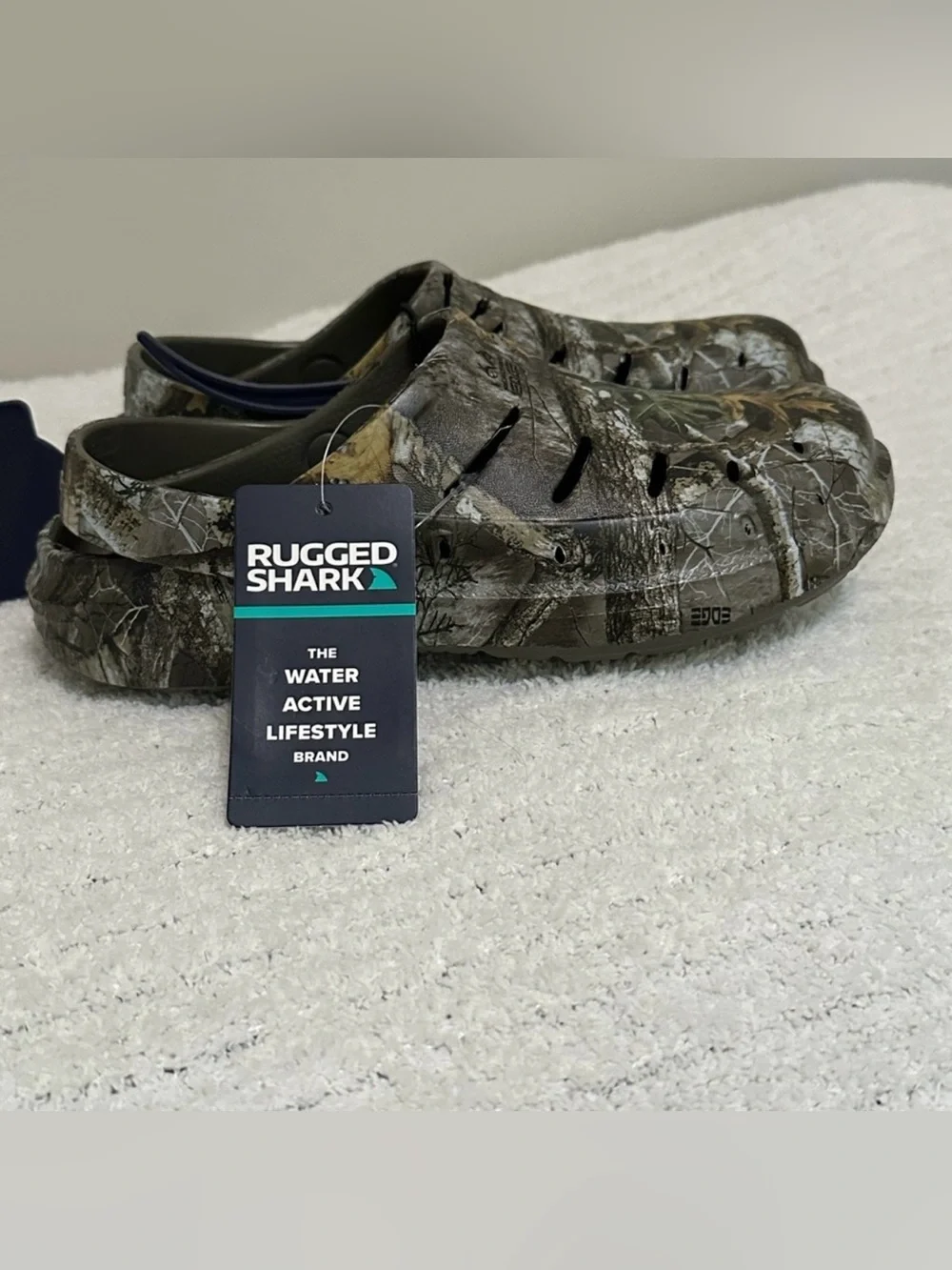 Rugged Shark Kids Camouflage Slip-On Eva Clogs - Green/Brown